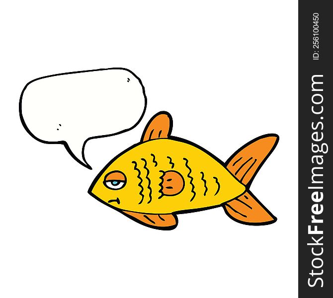 Cartoon Funny Fish With Speech Bubble