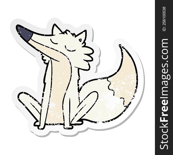 distressed sticker of a cartoon wolf
