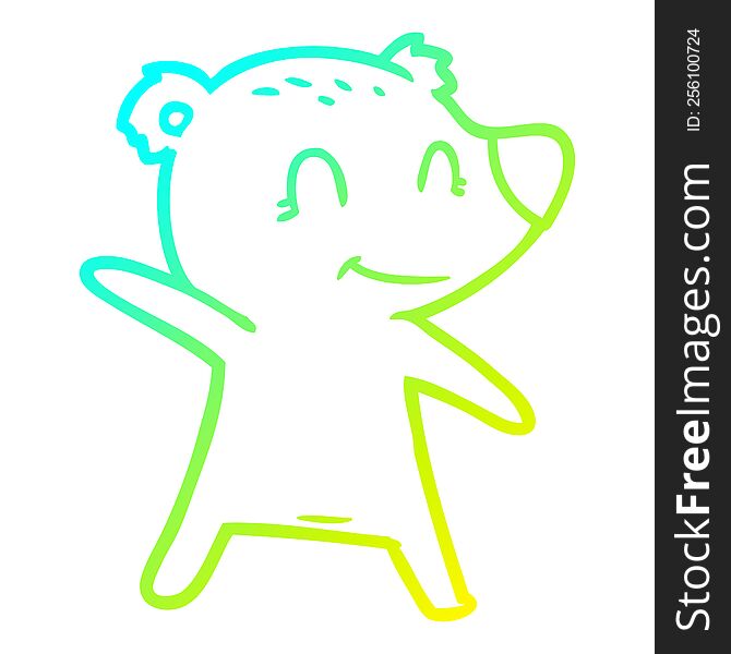 Cold Gradient Line Drawing Smiling Bear Pointing