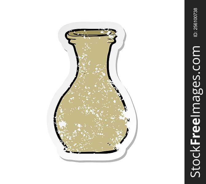 Retro Distressed Sticker Of A Cartoon Vase