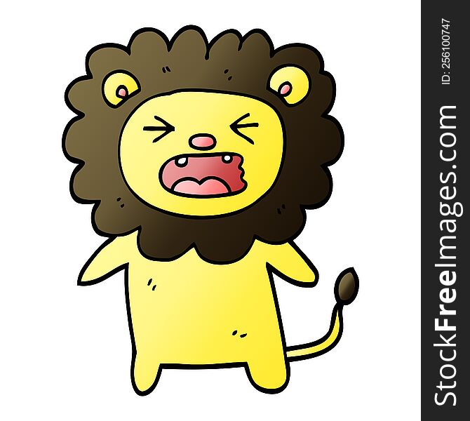 vector gradient illustration cartoon roaring lion