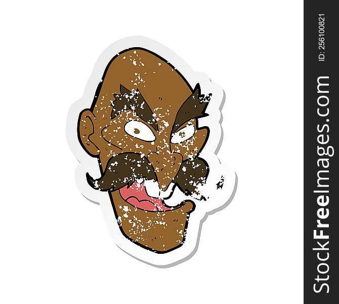 retro distressed sticker of a cartoon evil old man face