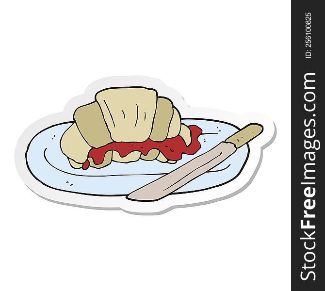 sticker of a cartoon croissant