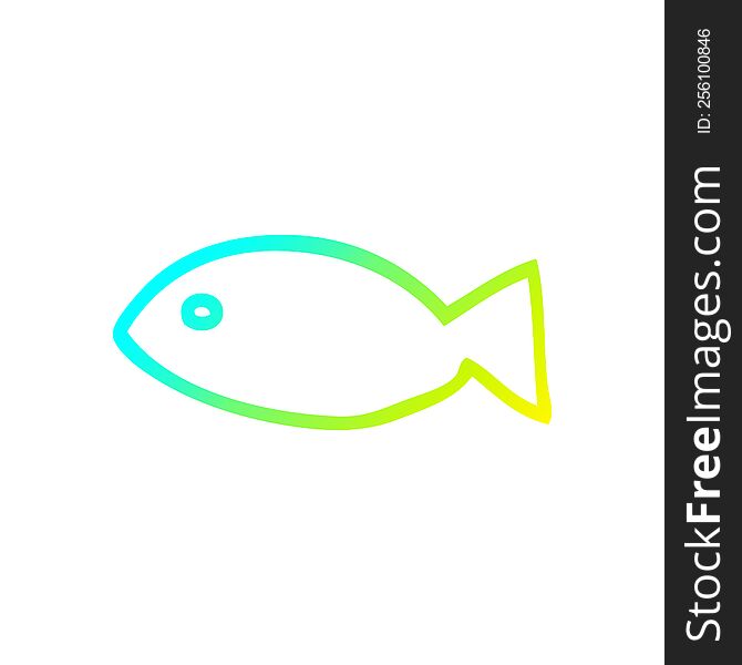 cold gradient line drawing of a cartoon fish symbol