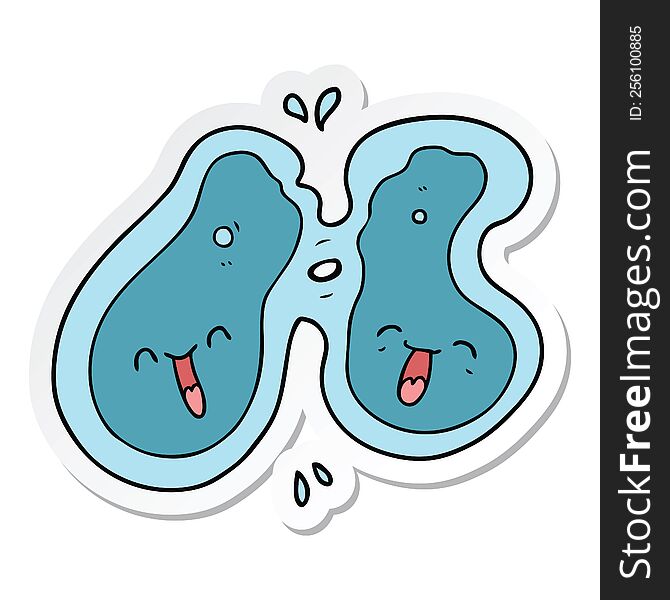 sticker of a cartoon cell dividing