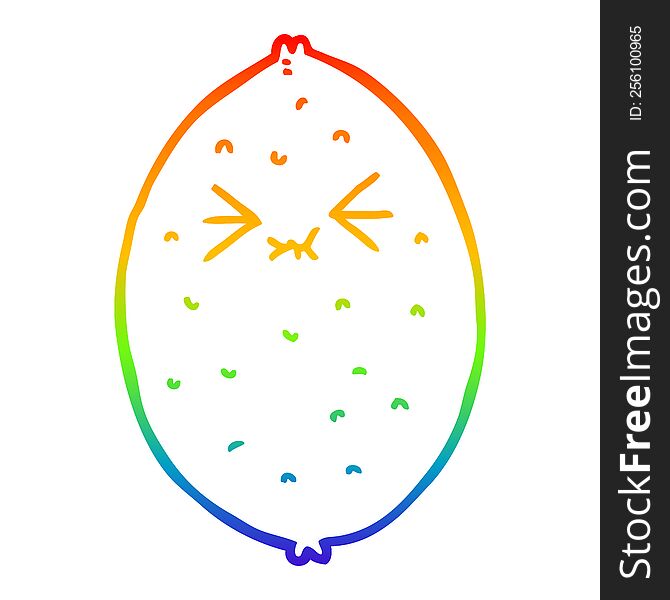 Rainbow Gradient Line Drawing Cartoon Bitter Lemon