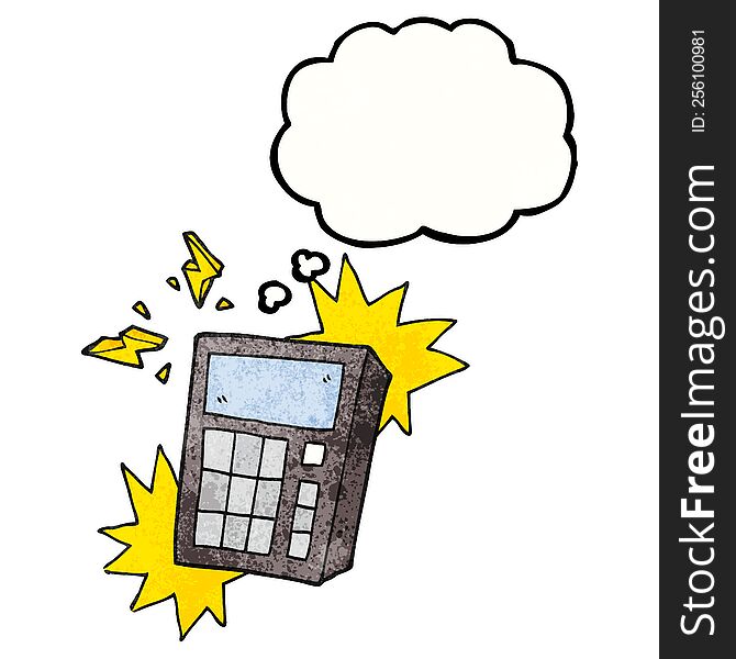 freehand drawn thought bubble textured cartoon calculator