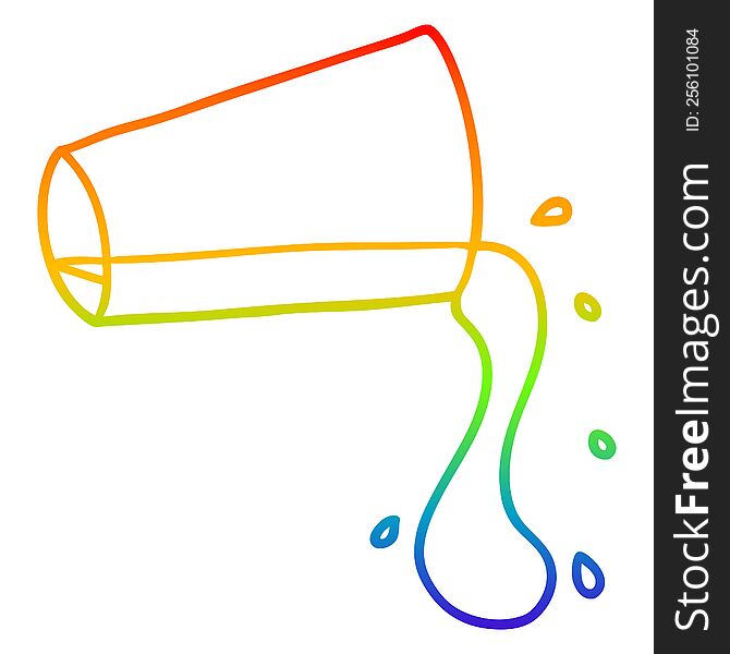 rainbow gradient line drawing of a cartoon cool drink of water