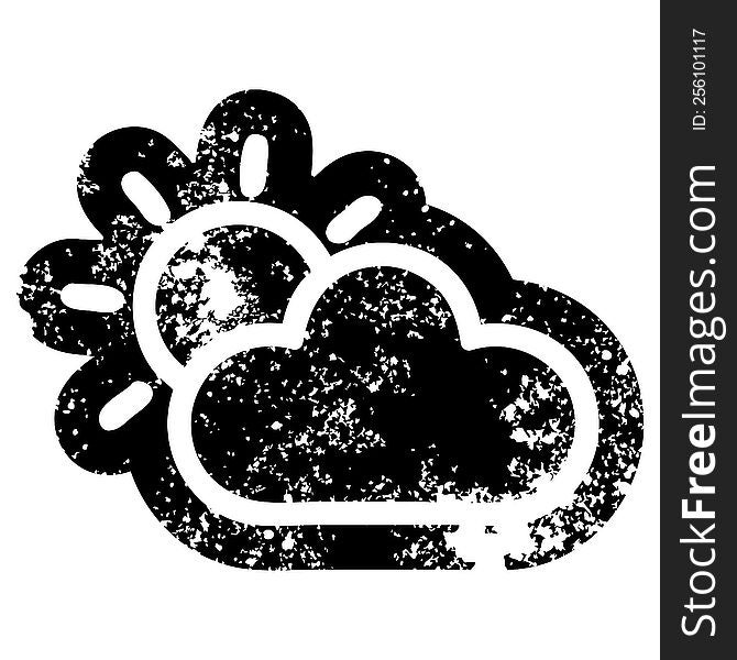 sun and cloud distressed icon