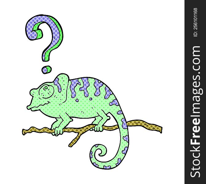 freehand drawn cartoon curious chameleon