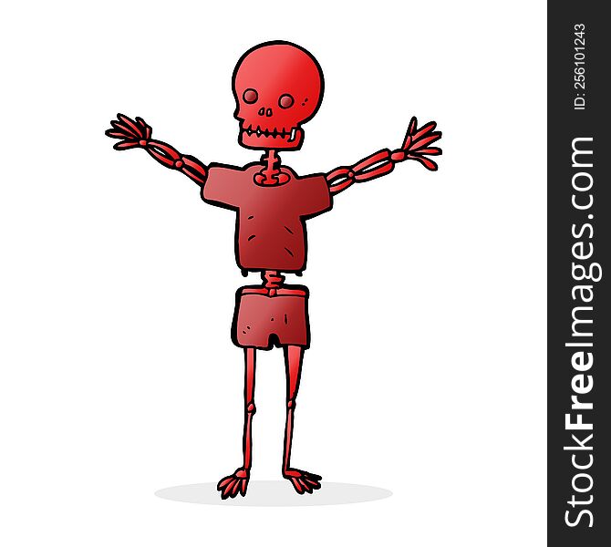 cartoon skeleton in clothes