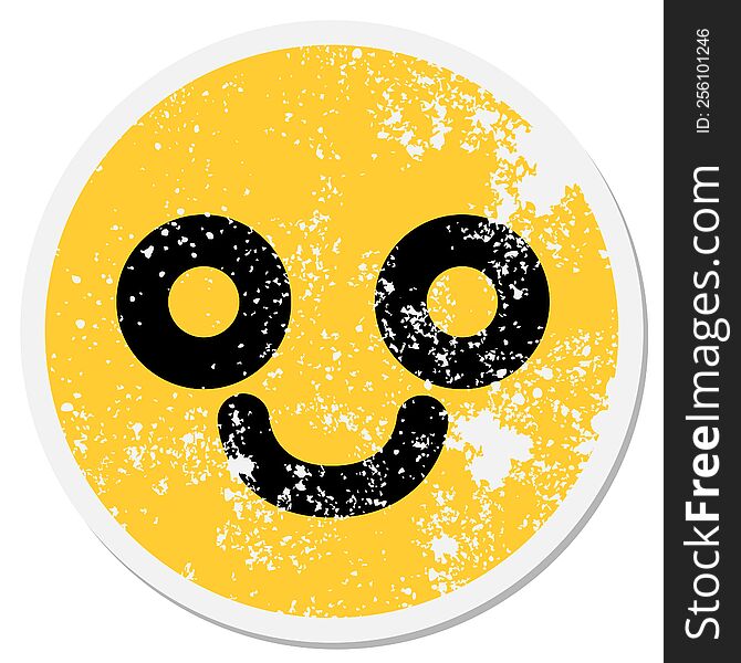 Happy Blank Eye Face Circular Sticker