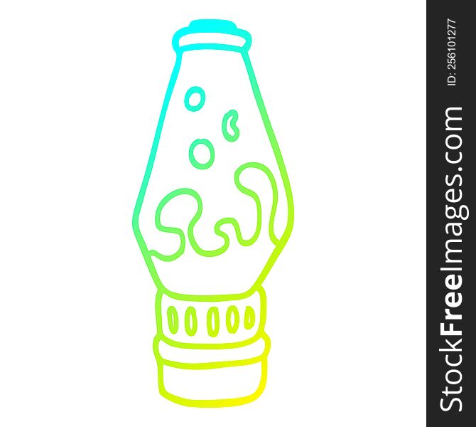 cold gradient line drawing of a cartoon lava lamp