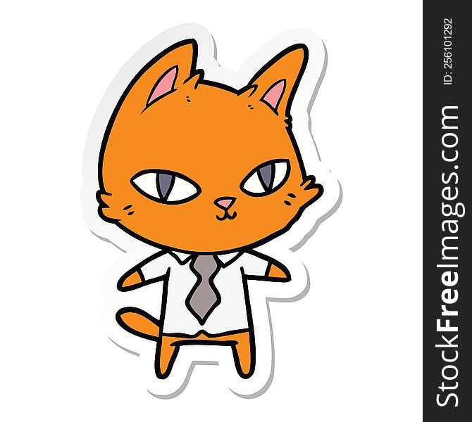 sticker of a cartoon cat in office clothes