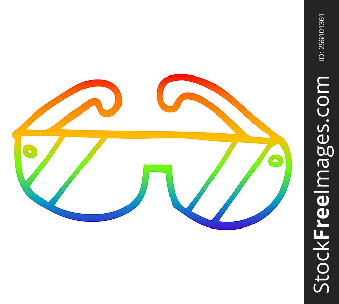 rainbow gradient line drawing of a cartoon safety glasses