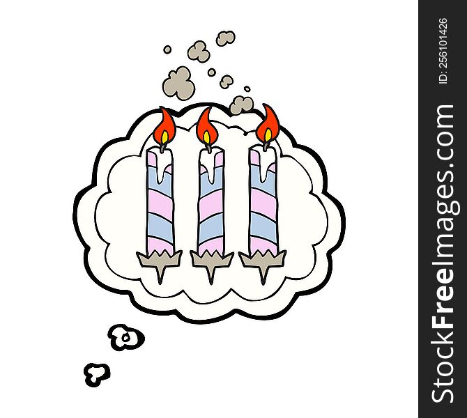 thought bubble cartoon birthday cake candles