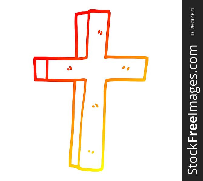 warm gradient line drawing of a cartoon wooden cross