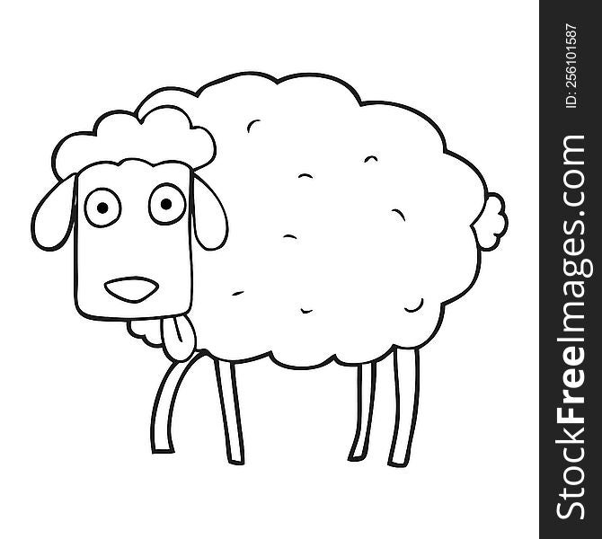 black and white cartoon sheep