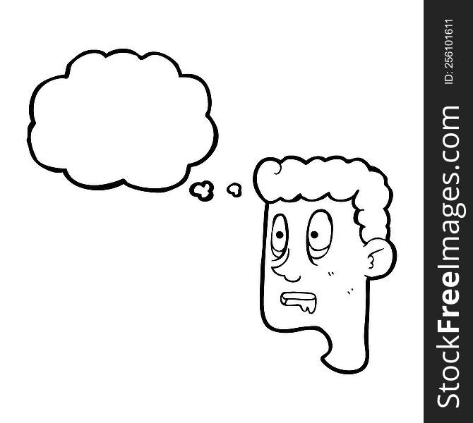 freehand drawn thought bubble cartoon staring man drooling