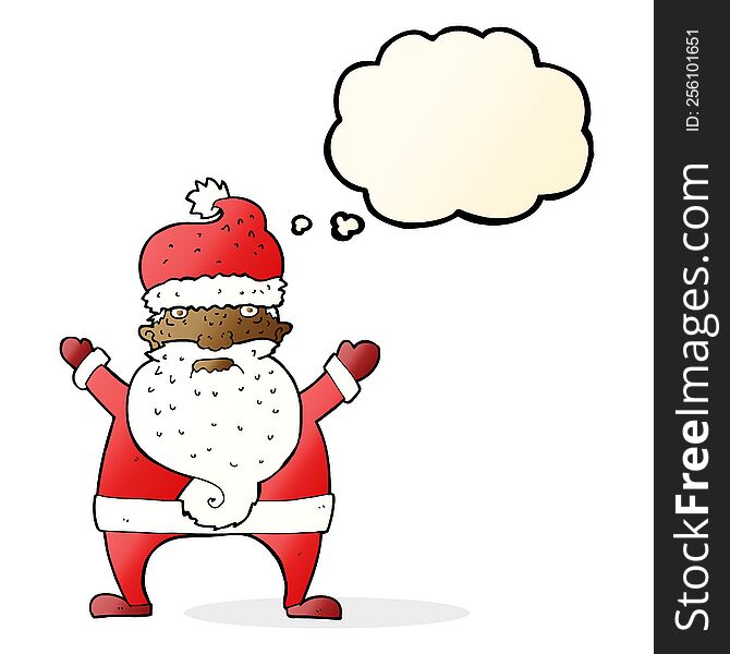 Cartoon Ugly Santa Claus With Thought Bubble