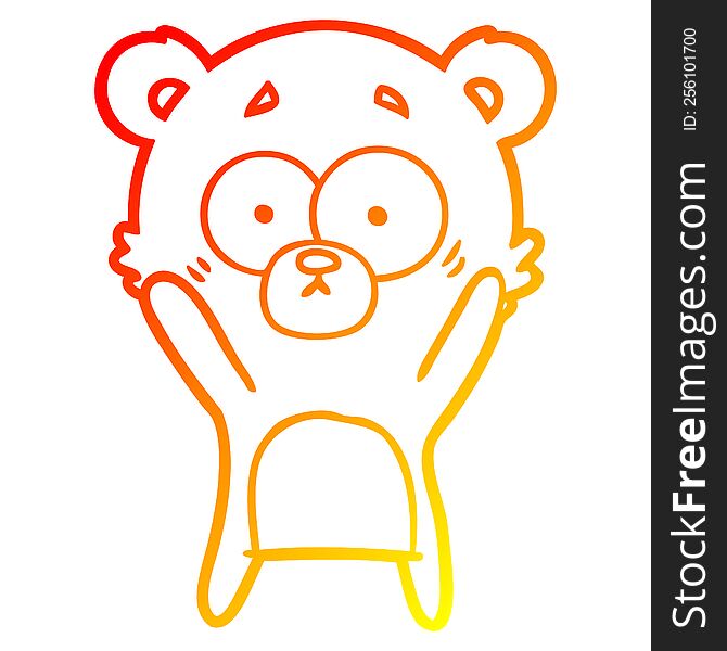 Warm Gradient Line Drawing Worried Bear Cartoon
