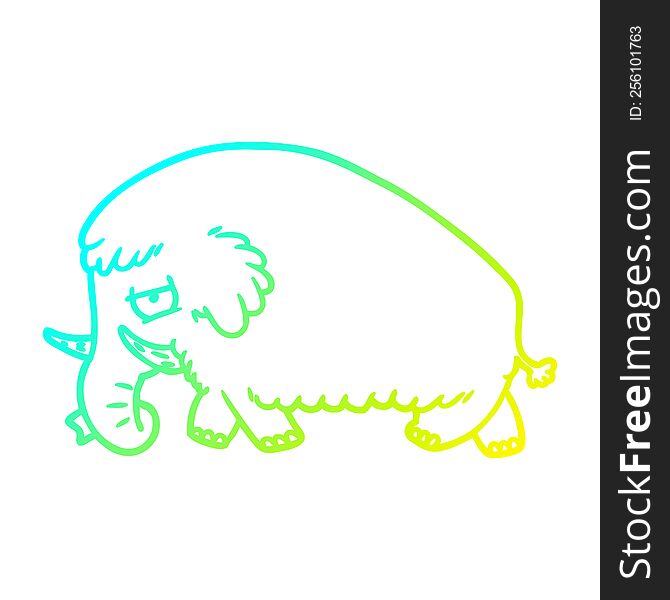 Cold Gradient Line Drawing Cartoon Mammoth