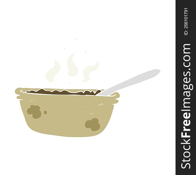 Flat Color Illustration Of A Cartoon Bowl Of Stew