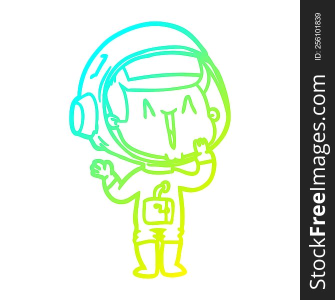Cold Gradient Line Drawing Laughing Cartoon Astronaut