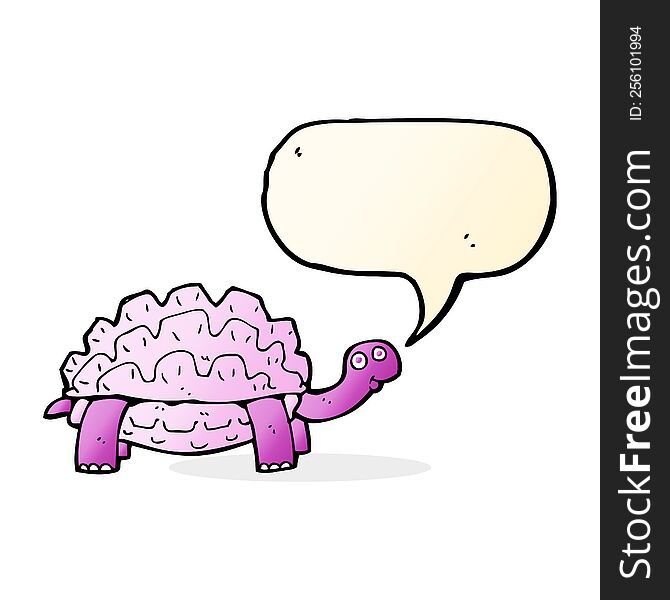 Cartoon Tortoise With Speech Bubble
