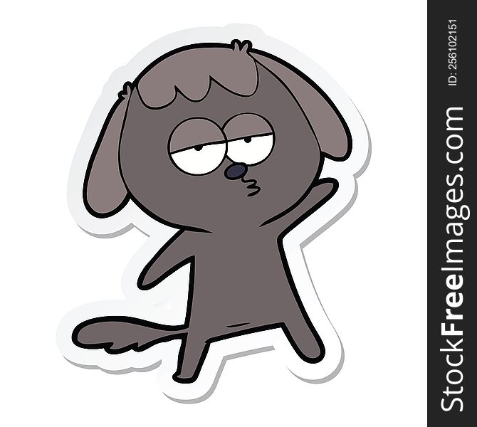 sticker of a cartoon bored dog