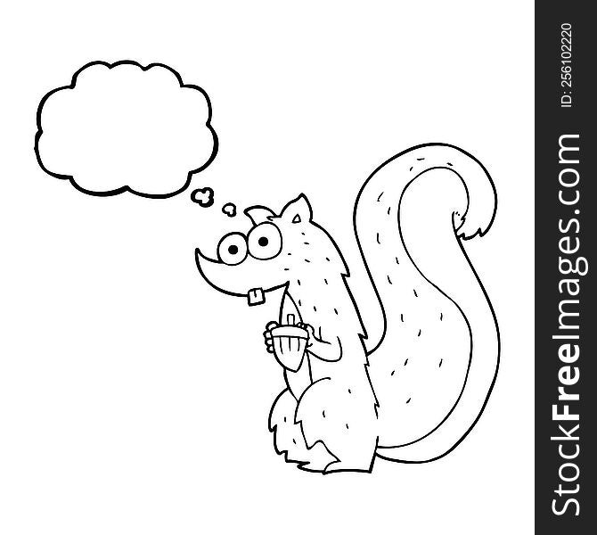 Thought Bubble Cartoon Squirrel With Nut