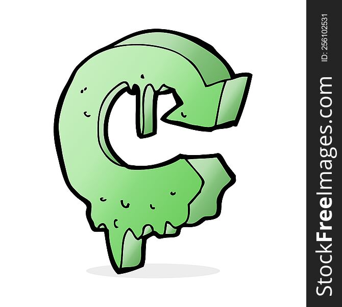 cartoon melting recycling symbol