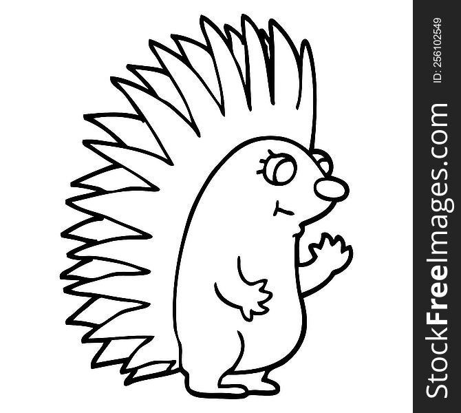 Line Drawing Cartoon Spiky Hedgehog