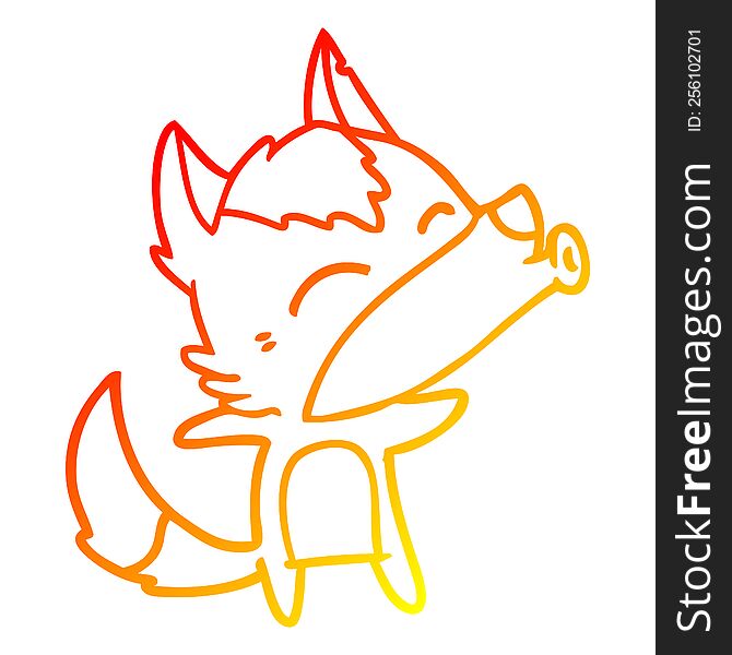 warm gradient line drawing cartoon howling wolf