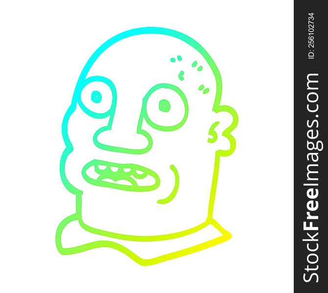 Cold Gradient Line Drawing Cartoon Head Man