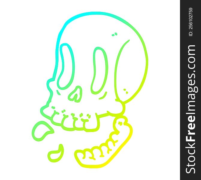 cold gradient line drawing of a cartoon skull