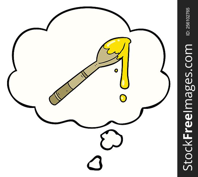 cartoon spoonful of honey with thought bubble