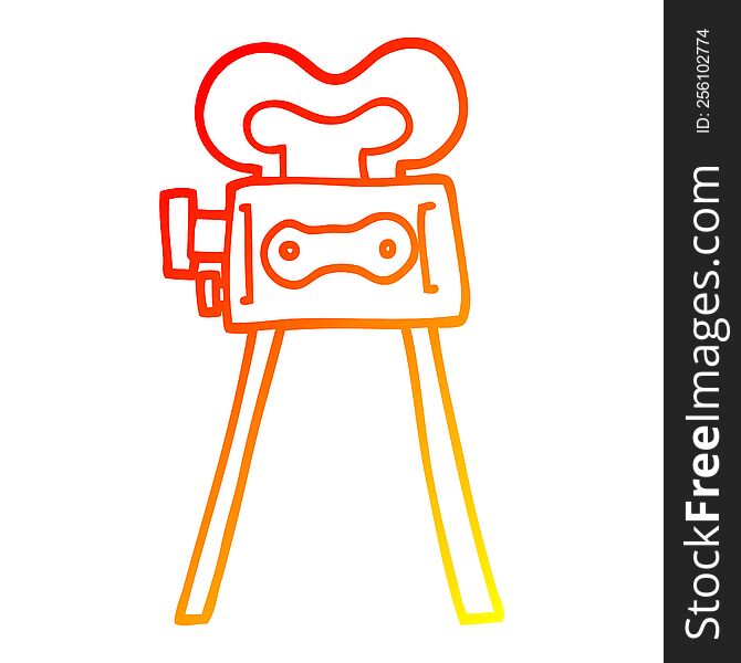 warm gradient line drawing of a cartoon film camera
