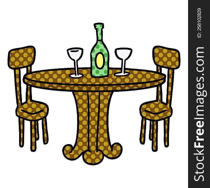 hand drawn cartoon doodle dinner table and drinks