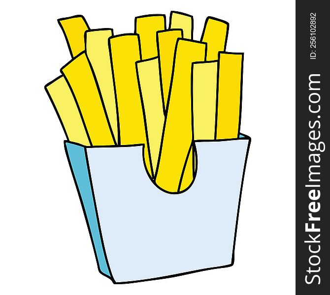 hand drawn quirky cartoon french fries. hand drawn quirky cartoon french fries