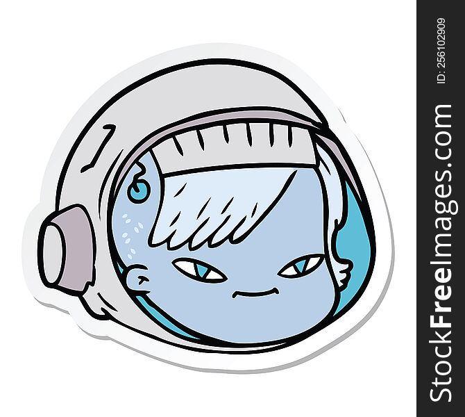 Sticker Of A Cartoon Astronaut Face