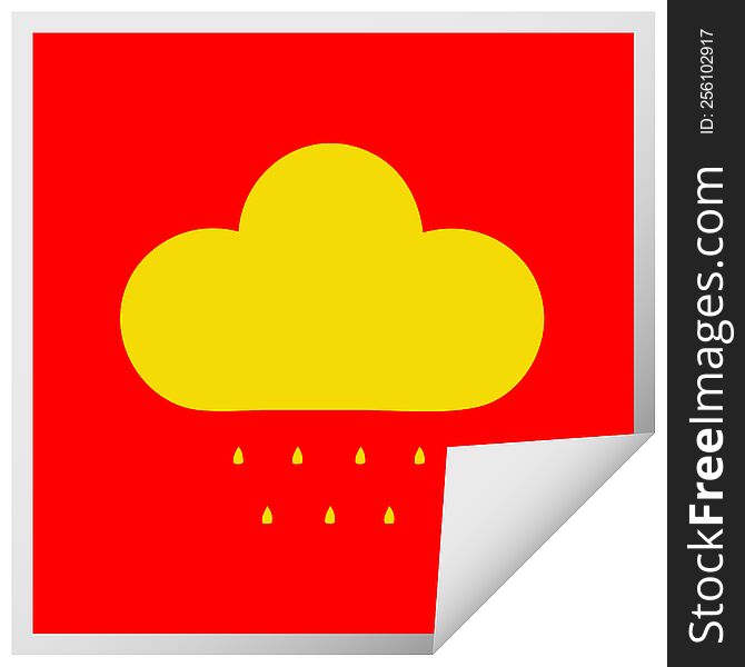 Square Peeling Sticker Cartoon Rain Cloud