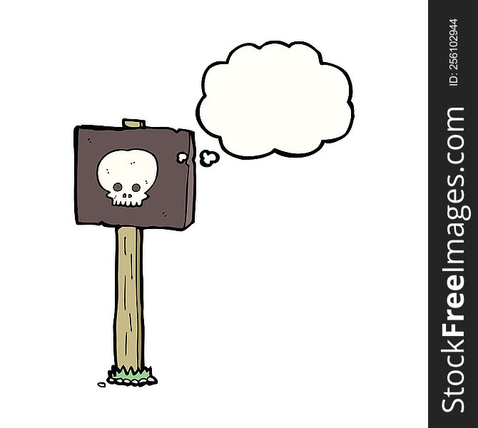 Cartoon Sign Post With Thought Bubble