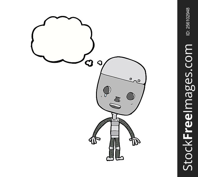 cartoon sad robot with speech bubble
