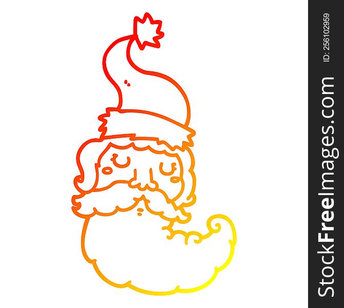 Warm Gradient Line Drawing Cartoon Santa Face