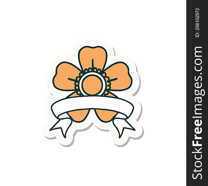 Tattoo Sticker With Banner Of A Flower