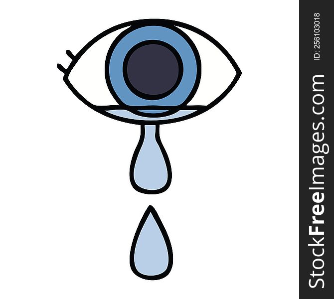 cute cartoon of a crying eye. cute cartoon of a crying eye