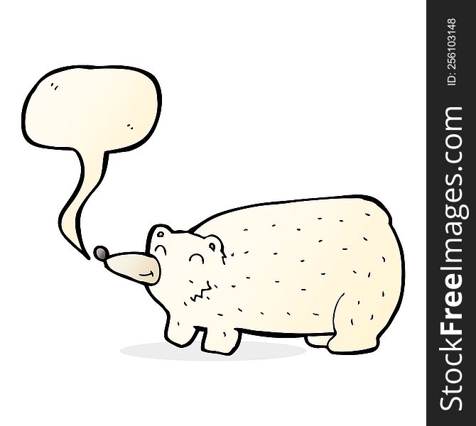 Funny Cartoon Polar Bear With Speech Bubble