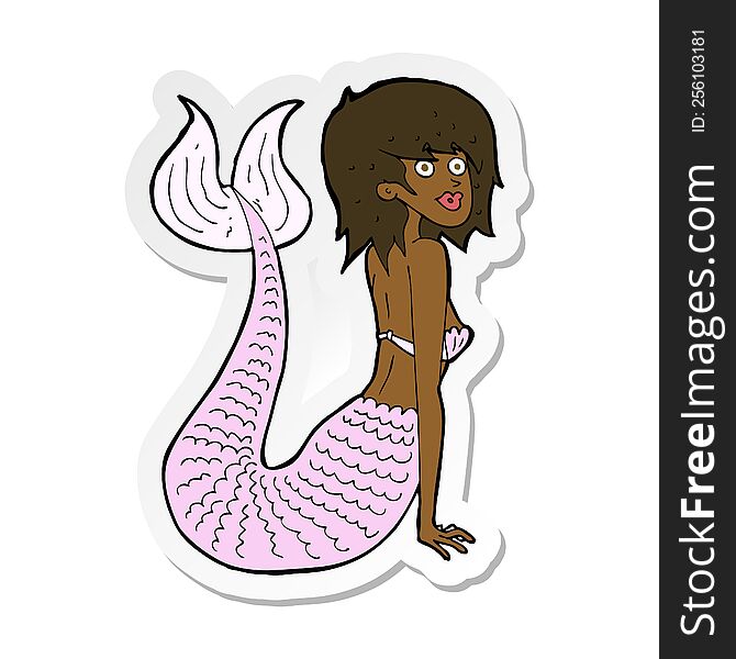 sticker of a cartoon mermaid