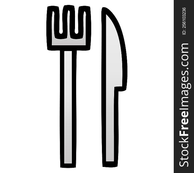 Gradient Shaded Cartoon Knife And Fork